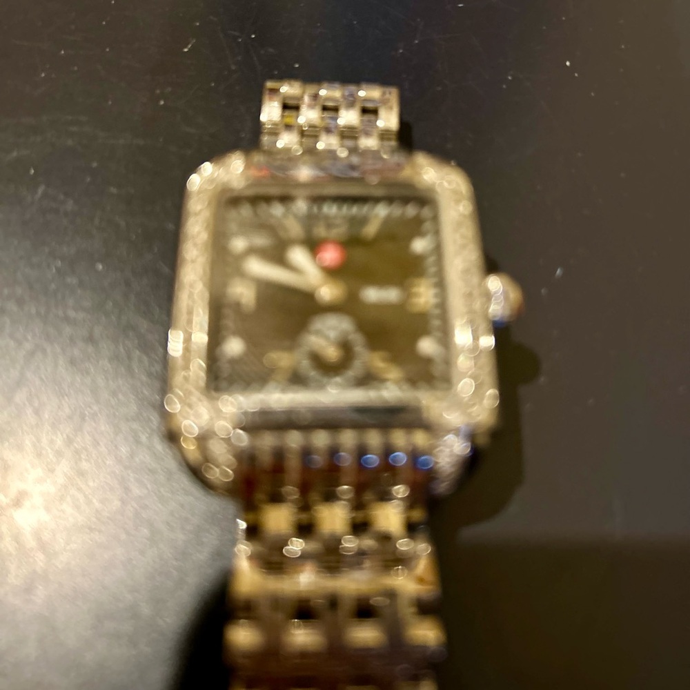 Michele Women's Silver and Black Watch